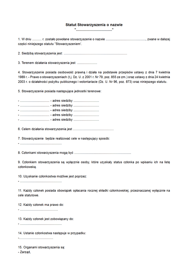 SStow Statut Stowarzyszenia