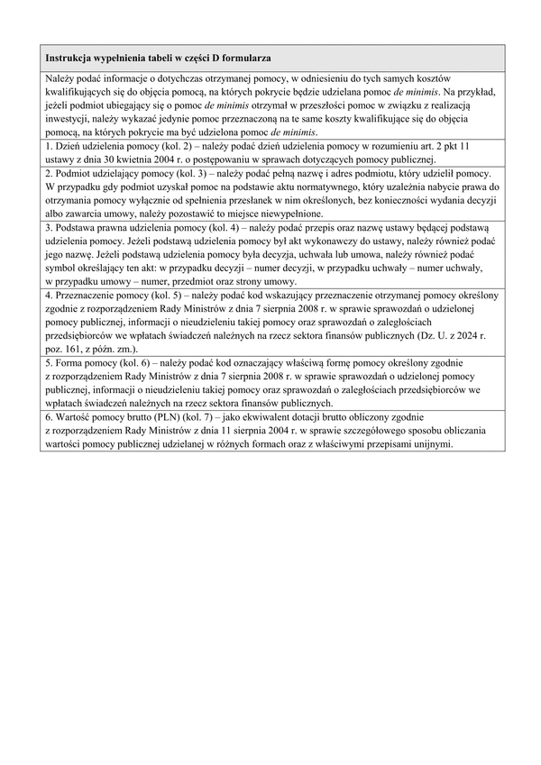 PFRON Obj Instrukcja wypełnienia tabeli w części D formularza PFRON INF-O-PdM 