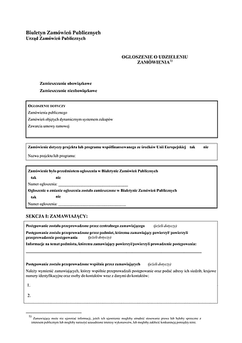 OoUZ Ogłoszenie o udzieleniu zamówienia