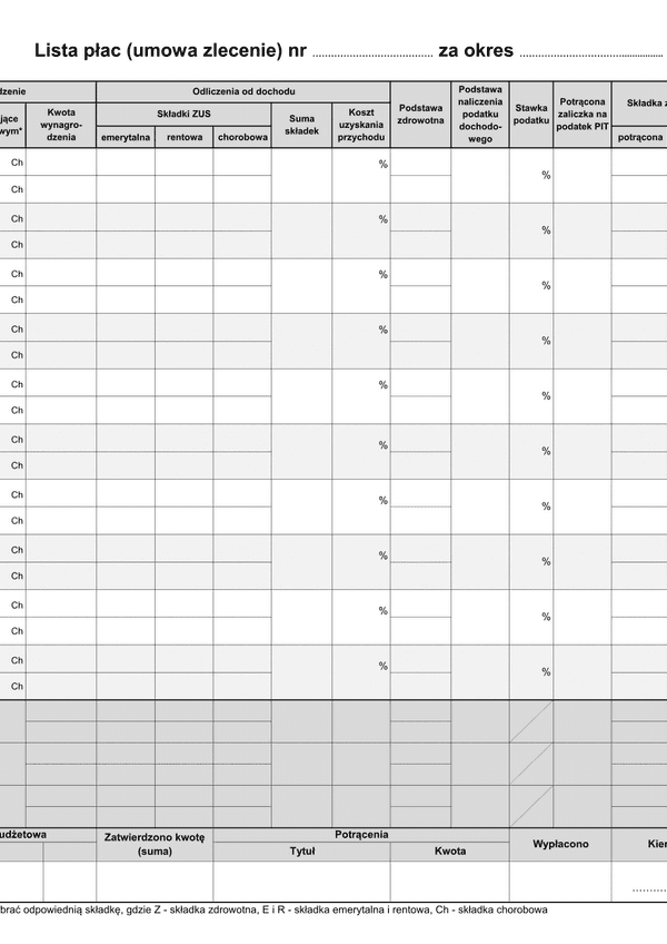 WZP (archiwalny) (od 2018) Zbiorcza lista płac (umowa zlecenia)