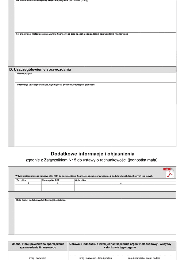 SFJMA Info (archiwalny) Wprowadzenie do sprawozdania finansowego oraz dodatkowe informacje i objaśnienia do sprawozdania dla jednostek małych - zgodnie z Załącznikiem Nr 5 do ustawy o rachunkowości - z wysyłką J