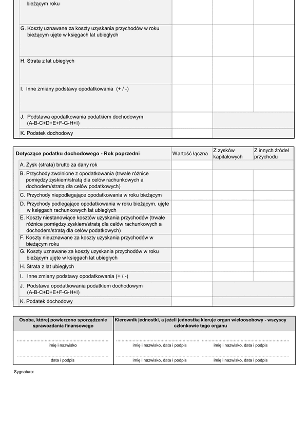 SFJOPZ DInfo (archiwalny) Nota podatkowa - Informacja dodatkowa dotycząca podatku dochodowego - (jednostka OPP) w złotych - z wysyłką JPK_SF (1)