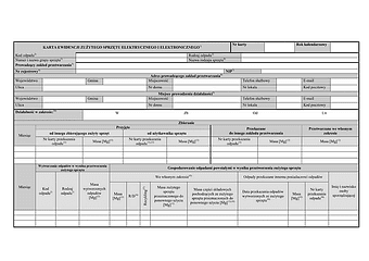 KEZS Karta ewidencji zużytego sprzętu elektrycznego i elektronicznego