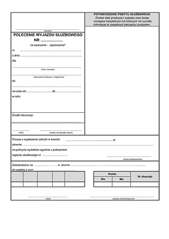 PWS Polecenie wyjazdu służbowego