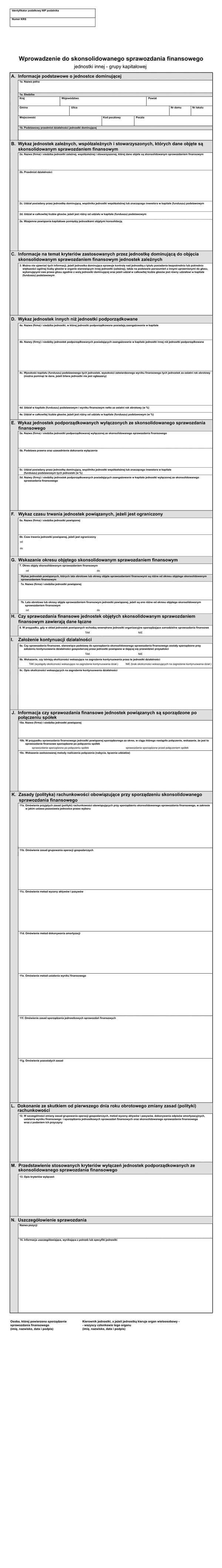 SFJGK Info (v.1-2) (v.1-3) Wprowadzenie do skonsolidowanego sprawozdania finansowego dla grup kapitałowych - z wysyłką pliku xml JPK_SF 