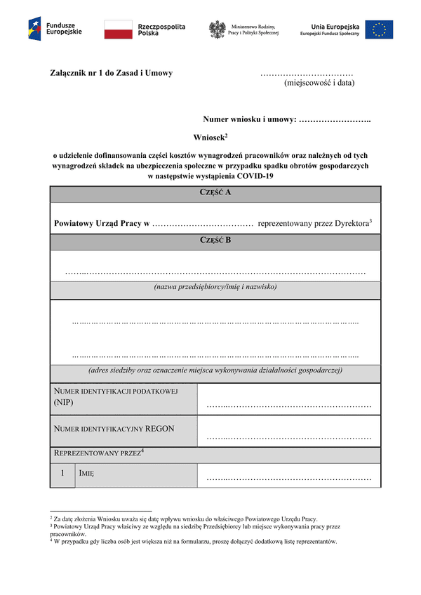 PSZ-DKWP (archiwalny) Wniosek o udzielenie dofinansowania części kosztów wynagrodzeń pracowników oraz należnych od tych wynagrodzeń składek na ubezpieczenia społeczne w przypadku spadku obrotów gospodarczych