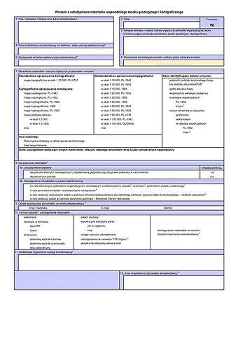 WUMP W Wniosek o udostępnienie materiałów powiatowego zasobu geodezyjnego i kartograficznego