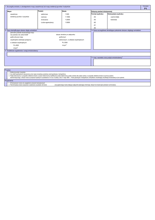WUMP P1 Wniosek o udostępnienie materiałów powiatowego zasobu geodezyjnego i kartograficznego