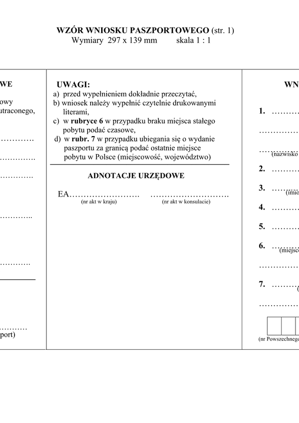 WOP (archiwalny) Wniosek o wydanie paszportu