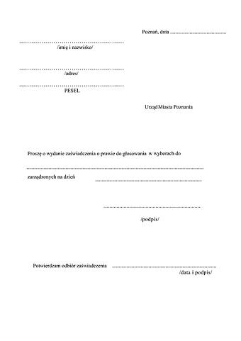 WWZPG-Po Wniosek o wydanie zaświadczenia o prawie do głosowania Poznań
