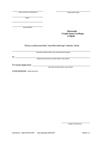 WZIN-Op Wniosek o zmianę imienia i nazwiska Opole