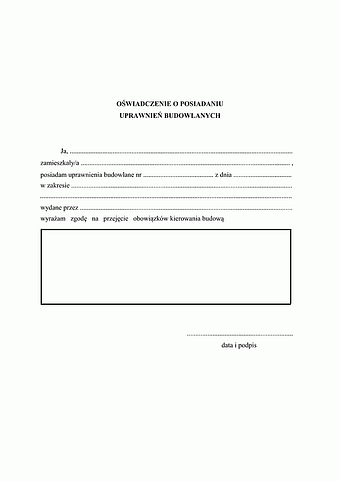 OPUP Oświadczenie o posiadaniu uprawnień budowlanych