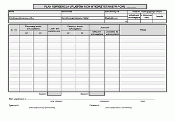 PEU Plan / ewidencja urlopów i ich wykorzystanie w roku