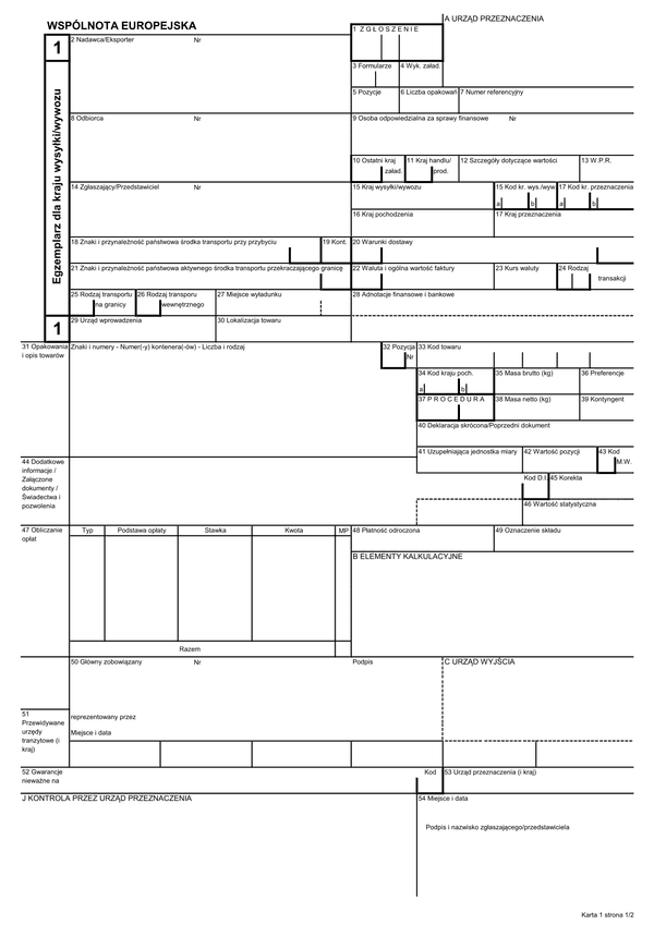 SAD-TR SAD 3 - TRANZYT (karta: 1, 4, 5)