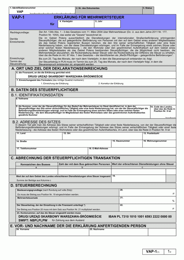 VAP-1de (1)  ERKLÄRUNG FÜR MEHRWERTSTEUER