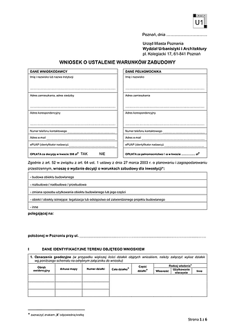 WUWZ-Po Wniosek o ustalenie warunków zabudowy Poznań