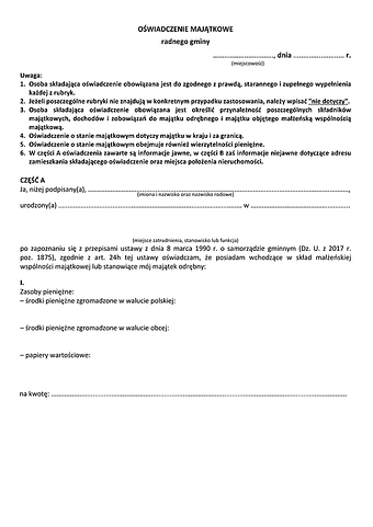 OśMRG Oświadczenie majątkowe radnego gminy