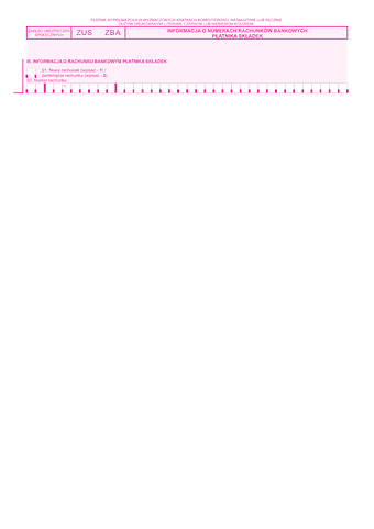 ZUS ZBA Załącznik do informacji o numerach rachunków bankowych płatnika składek - z wysyłką do PUE ZUS
