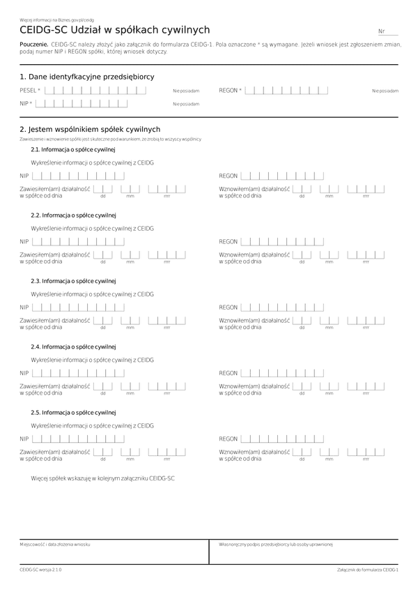 CEIDG-SC (2.1) Udział w spółkach cywilnych