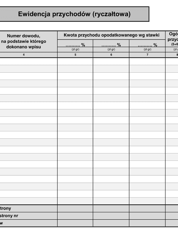 EPR (archiwalny) Ewidencja przychodów (ryczałtowa)
