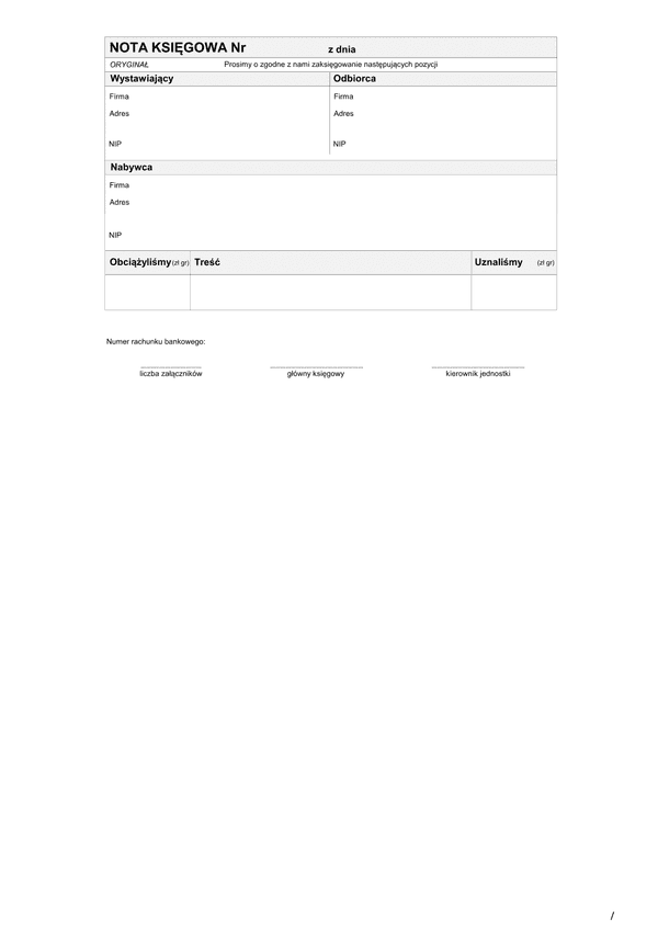 NKsieg Nota księgowa - nieograniczona ilość pozycji