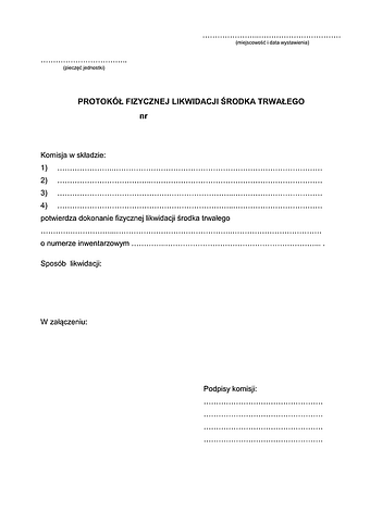 PFLST Protokół fizycznej likwidacji środka trwałego
