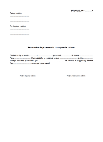 PPiOZa Potwierdzenie przekazania i otrzymania zadatku