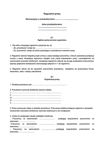 RP Regulamin pracy