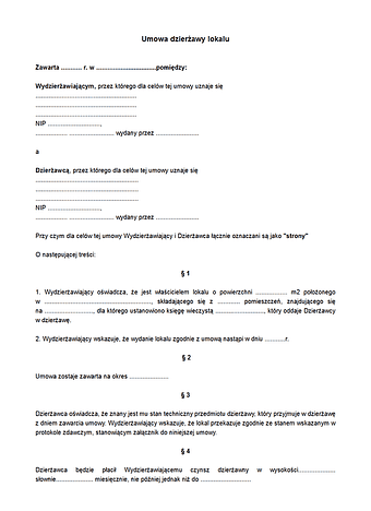 UDL Umowa dzierżawy lokalu