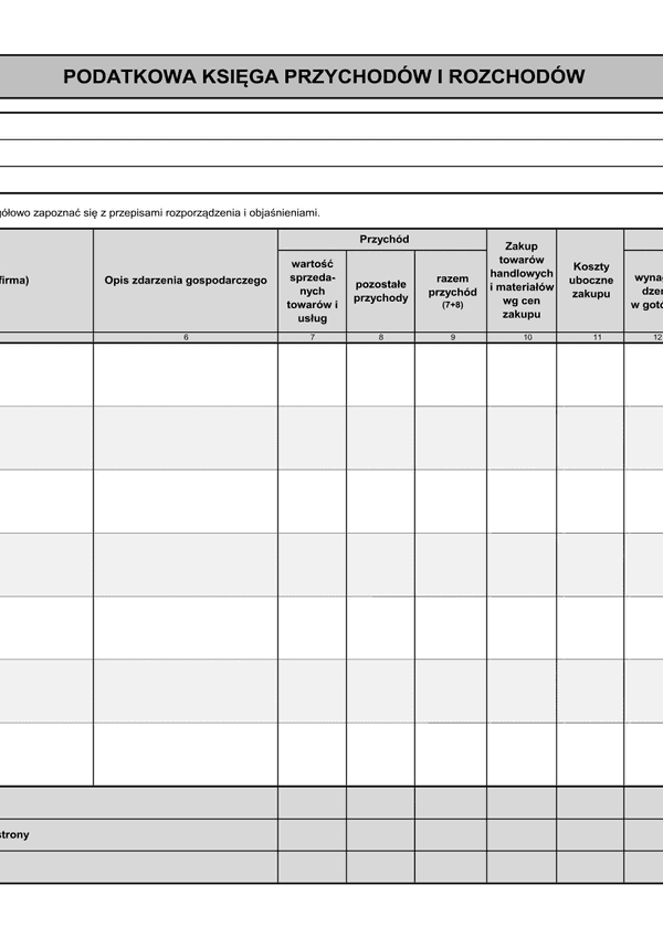 KPIR (archiwalny) Podatkowa Księga Przychodów i Rozchodów