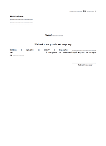 WoWAS Wniosek o wyłączenie akt ze sprawy