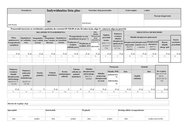 ILP (archiwalny) (2022) Indywidualna lista płac (umowa o pracę)