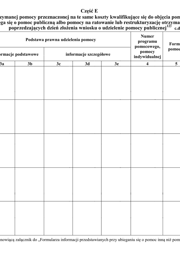 PFRON INF-O-PP (zal) (archiwalny) Załącznik do formularza informacji przedstawianych przy ubieganiu się o pomoc inną niż pomoc w rolnictwie lub rybołówstwie, pomoc de minimis lub pomoc de minimis w rolnictwie lub rybołówstwie