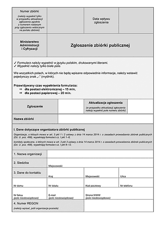 ZZPu Zgłoszenie zbiórki publicznej