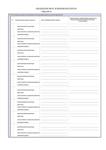 GEO ZK-zal(13)  Zgłoszenie prac kartograficznych - dane określające położenie obszaru/obszarów, które będą objęte zgłaszanymi pracami  kartograficznymi
