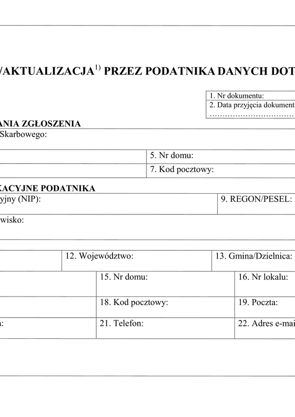 ZADDK (archiwalny) Zgłoszenie/aktualizacja przez podatnika danych dotyczących kasy