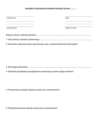 WnNR MKiDN Wniosek o przyznanie nagrody rocznej – Ministerstwo Kultury i Dziedzictwa Narodowego