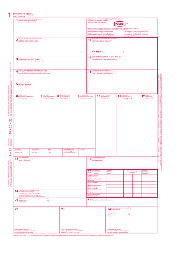 CMR Międzynarodowy samochodowy list przewozowy