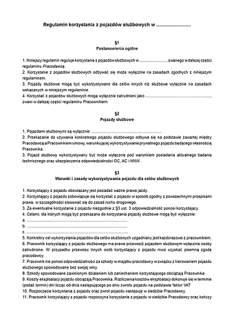 RKPS Regulamin korzystania z pojazdów służbowych w firmie