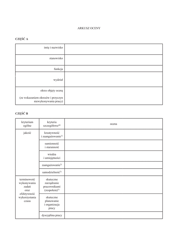 AORS Arkusz oceny referendarza sądowego albo asystenta sędziego