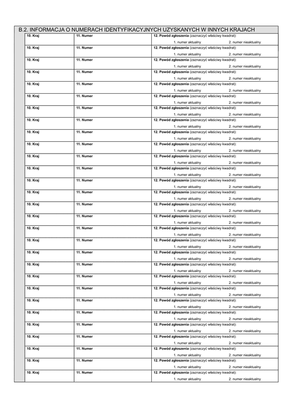 NIP-8 (1)-B.2 (archiwalny) Załącznik do NIP-8: Informacja o numerach identyfikacyjnych uzyskanych w innych krajach