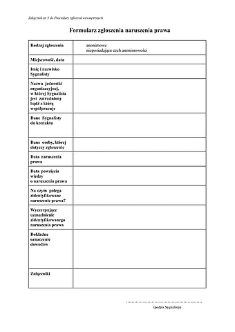 Syg-Np Formularz zgłoszenia naruszenia prawa