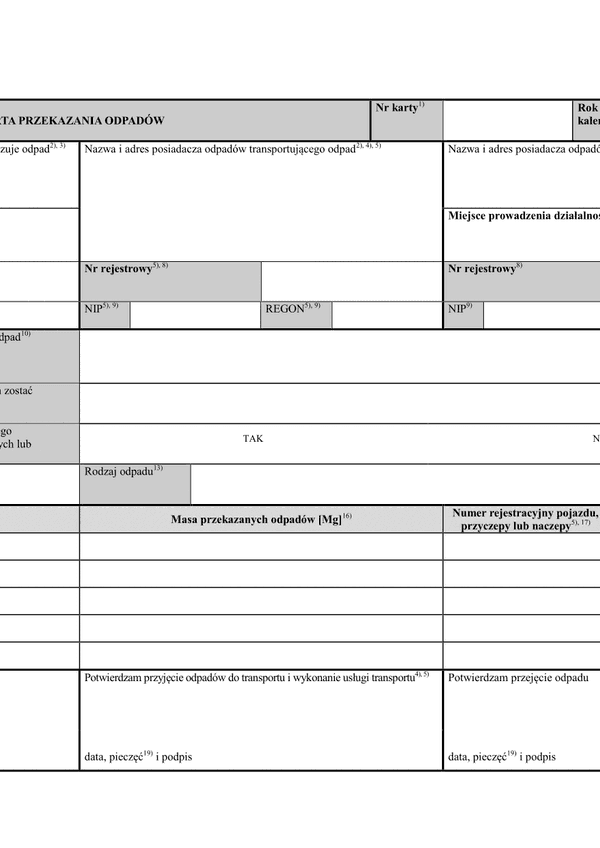 KPO (archiwalny) Karta przekazania odpadu