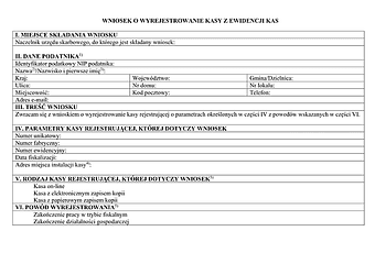 WKzEK Wniosek o wyrejestrowanie kasy z ewidencji kas