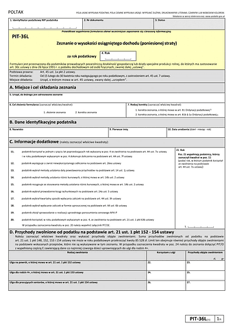  Deklaracja PIT-36L - podatek liniowy