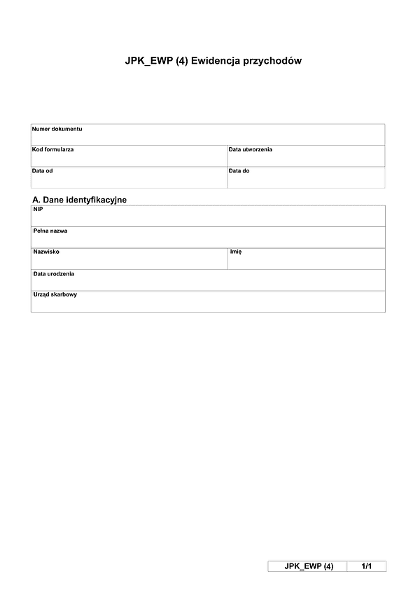 JPK_EWP (4) Ewidencja przychodów - wysyłka JPK