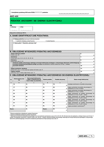 AKC-4/H (10) Podatek akcyzowy od energii elektrycznej 