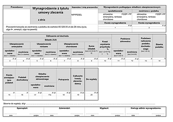 ZLP (2026) Wynagrodzenie z tytułu umowy zlecenia (lista płac)