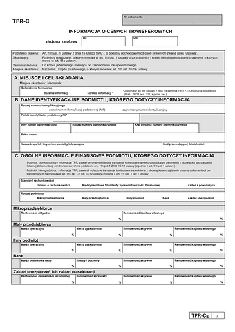 TPR-C - informacja o cenach transferowych