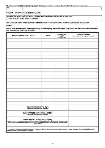 DnpFOR zal Załącznik do rocznej deklaracji o wysokości naliczonych wpłat na Fundusz Ochrony Rolnictwa 